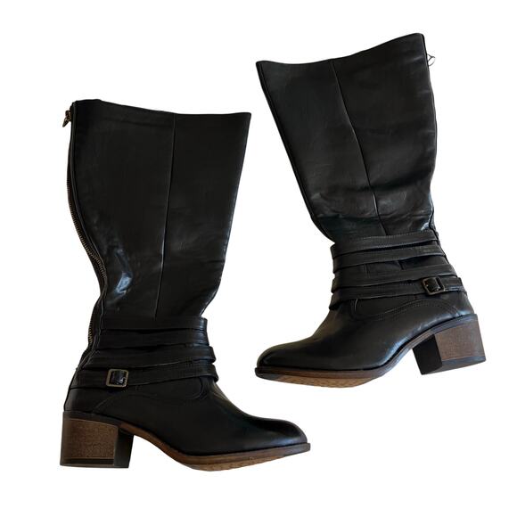 Avenue Black Faux Leather Tall Riding Boot Sz 13 Wide Width Wide Calf Comfort - Picture 1 of 7